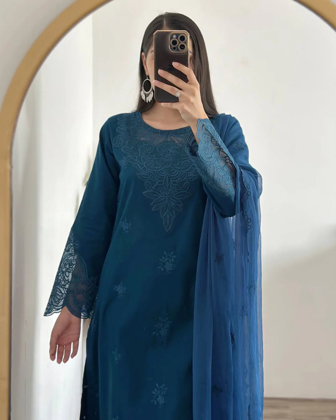 Mystic Glaze - 3 Piece Embroidered Cotton Suit