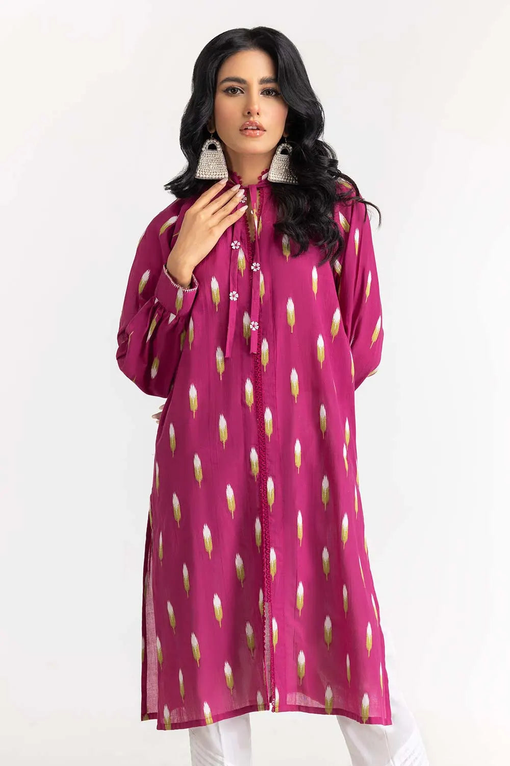 Dyed Jacquard Embelished Shirt