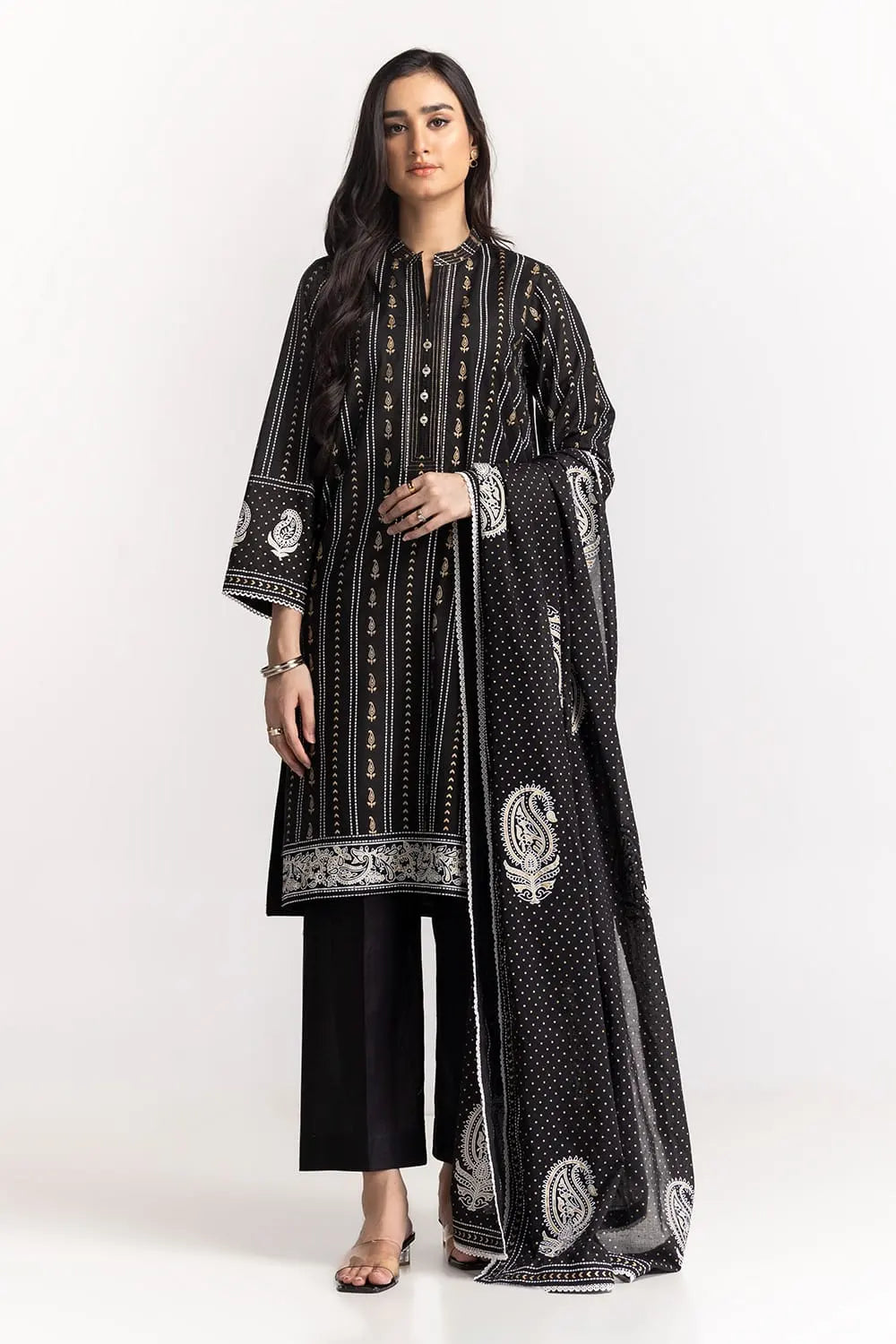 Cambric Block Printed Shirt And Dupatta