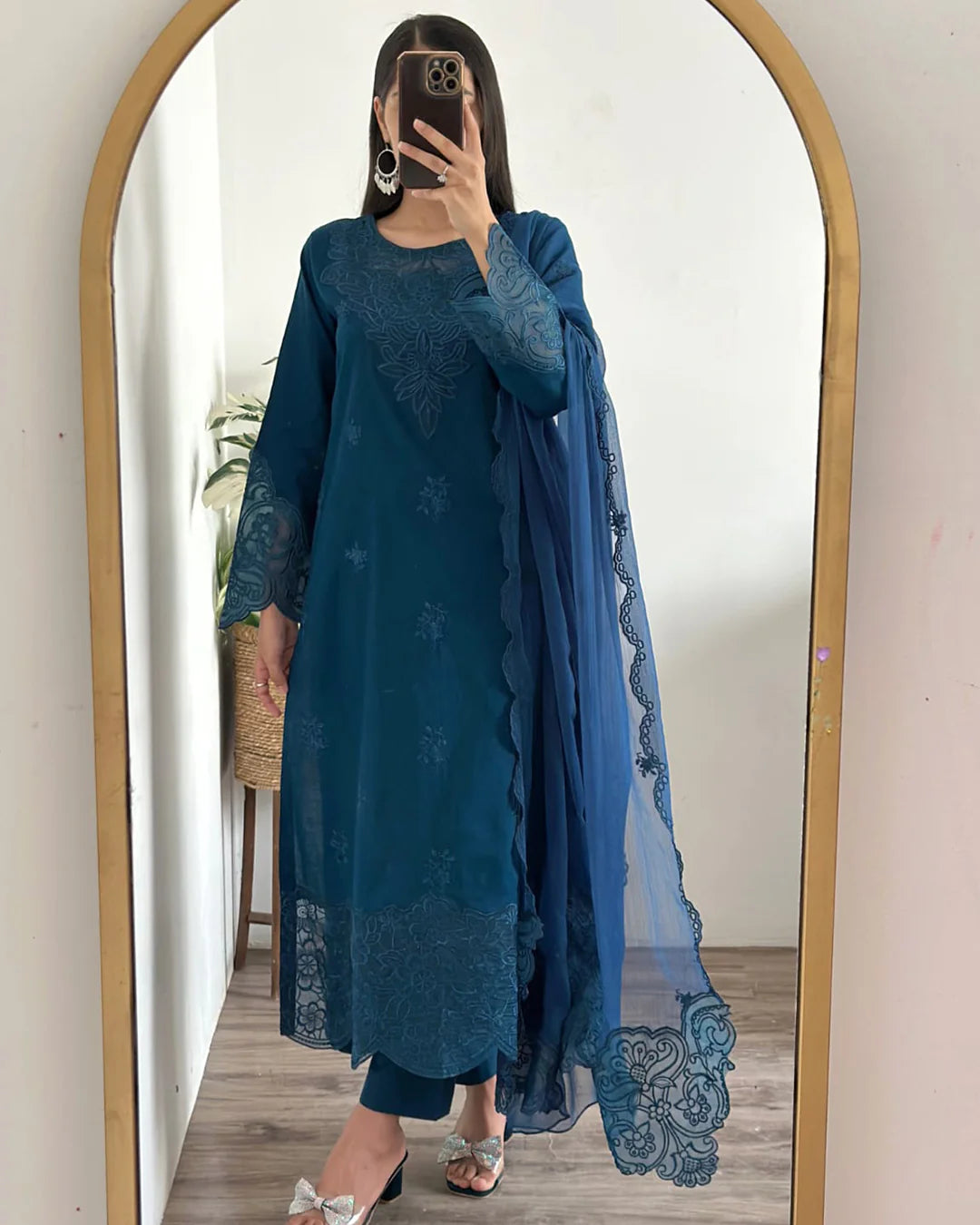 Mystic Glaze - 3 Piece Embroidered Cotton Suit