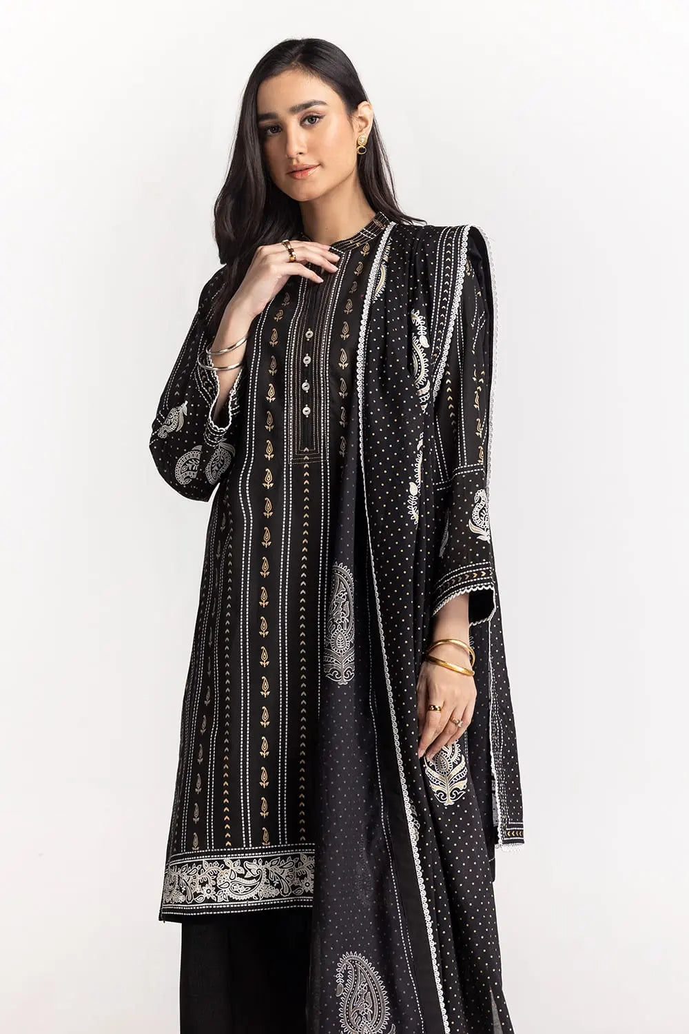 Cambric Block Printed Shirt And Dupatta